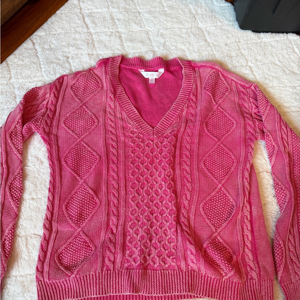 Women's Pink Cable Knit Sweater